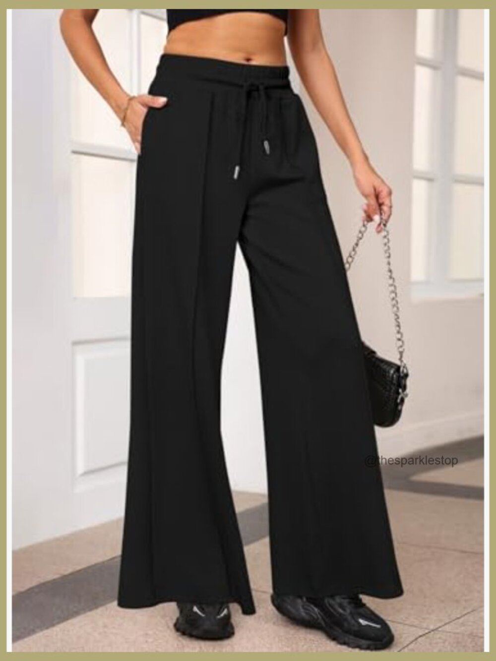 High Waisted Drawstring Wide Leg Sweatpants with Pockets Casual Loose Yoga Pants - Picture 3 of 7